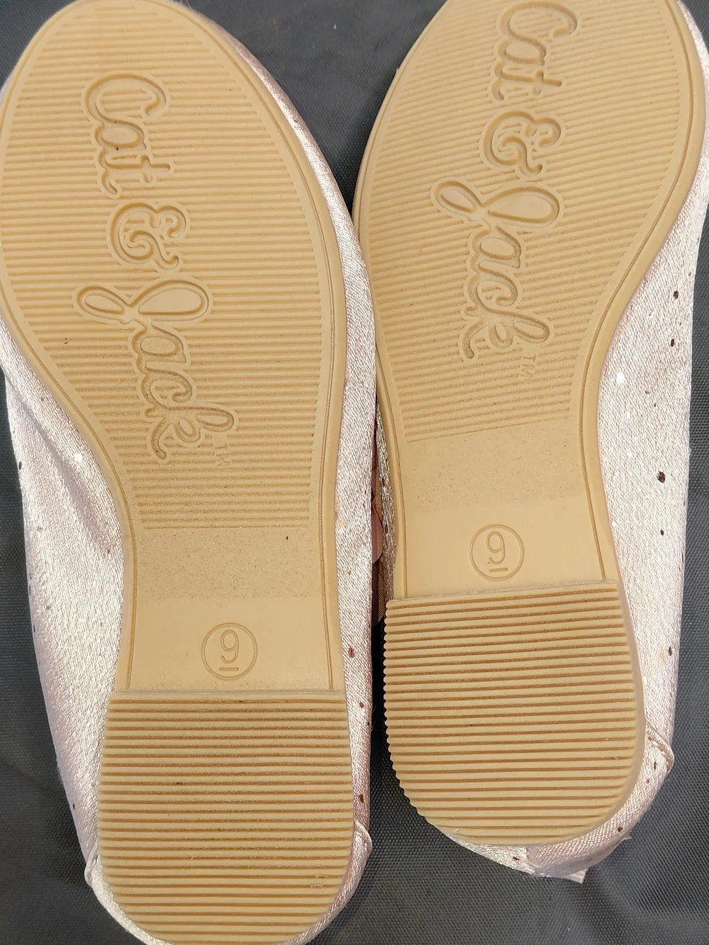 Cat & Jack Glittery Pink Ballet Flats & Flower, Sz 9, Worn 1x